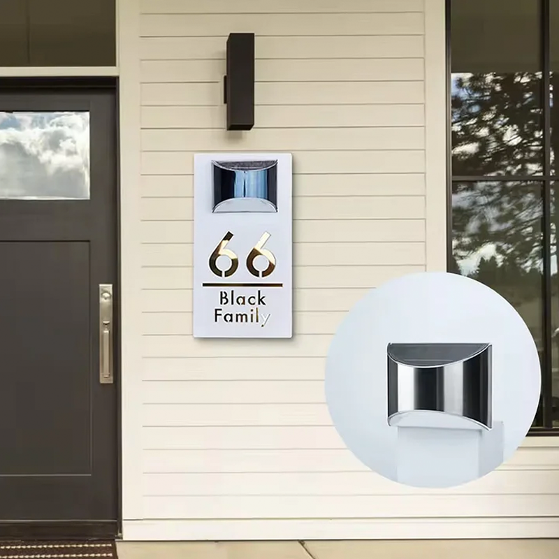 Personalized Solar House Signs Laser Cut Mirror Number Sign with LED Light Waterproof Door Address Plaque House Warming Gifts