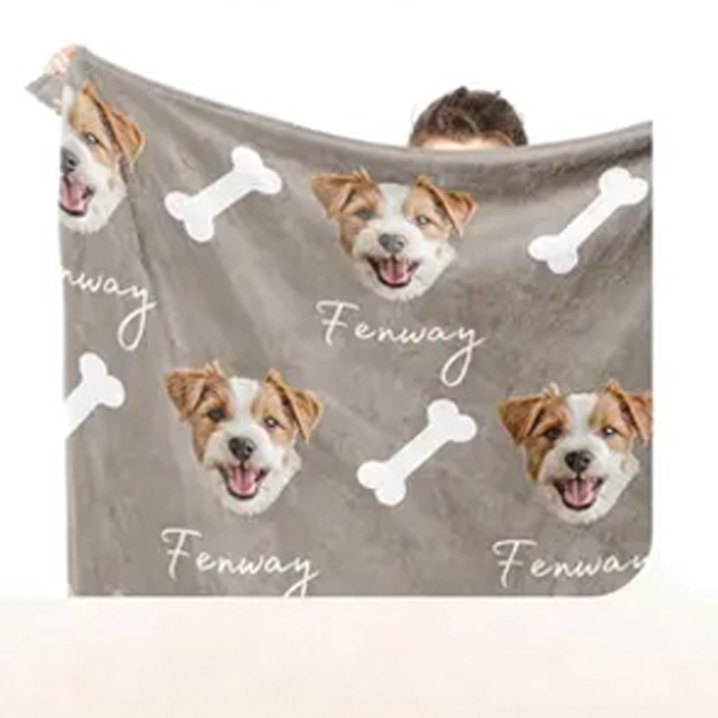 Personalized Pet Photo Blanket Custom Dog Face and Name Blankets Cat T