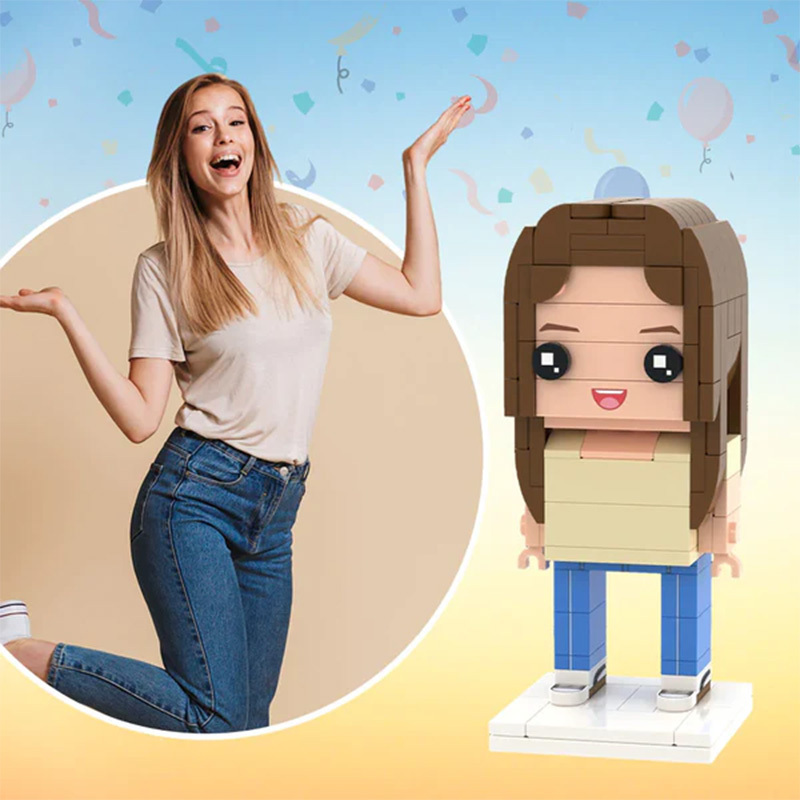 Photo Customizable Block Single Brick Figure Anniversary Gift For Girls