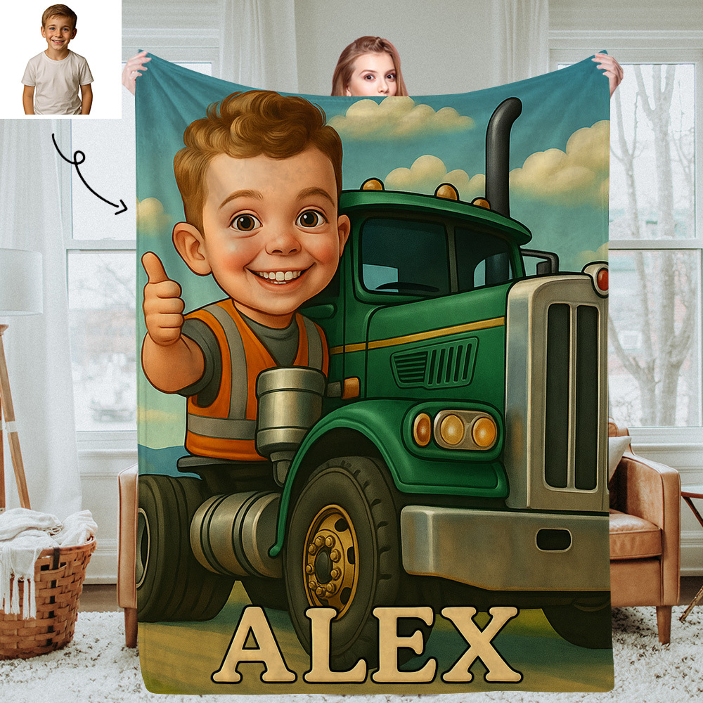 Custom Cartoon Portrait Picture Kids Blanket Soft Personalized Throw for Bedroom or Nap Time Gift for Kids