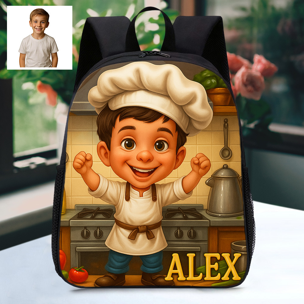 Custom Name and Photo Cartoon Backpack Profession Personalized School Bag Back to School Gift