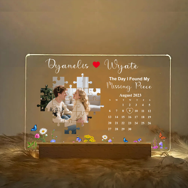 Personalized Photo and Date Night Light Frame Box the Day I Found My Missing Piece Anniversary Gifts