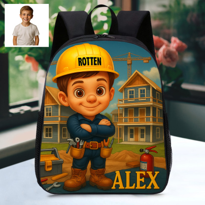 Custom Name and Photo Cartoon Backpack Profession Personalized School Bag Back to School Gift