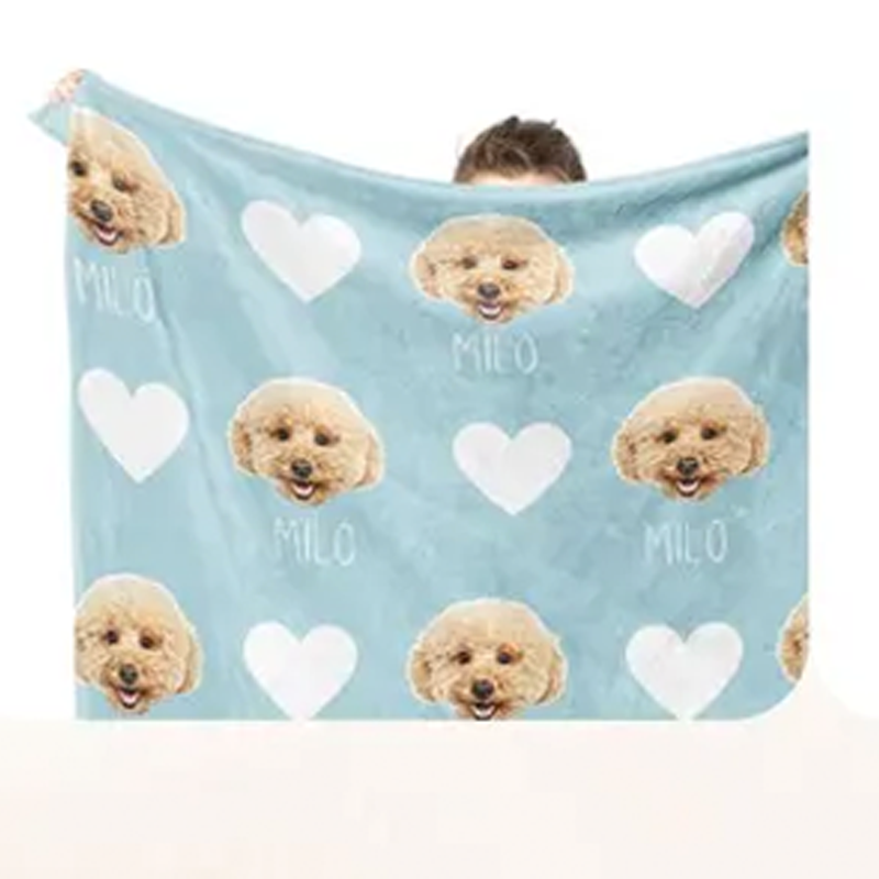 Personalized Pet Photo Blanket Custom Dog Face and Name Blankets Cat T