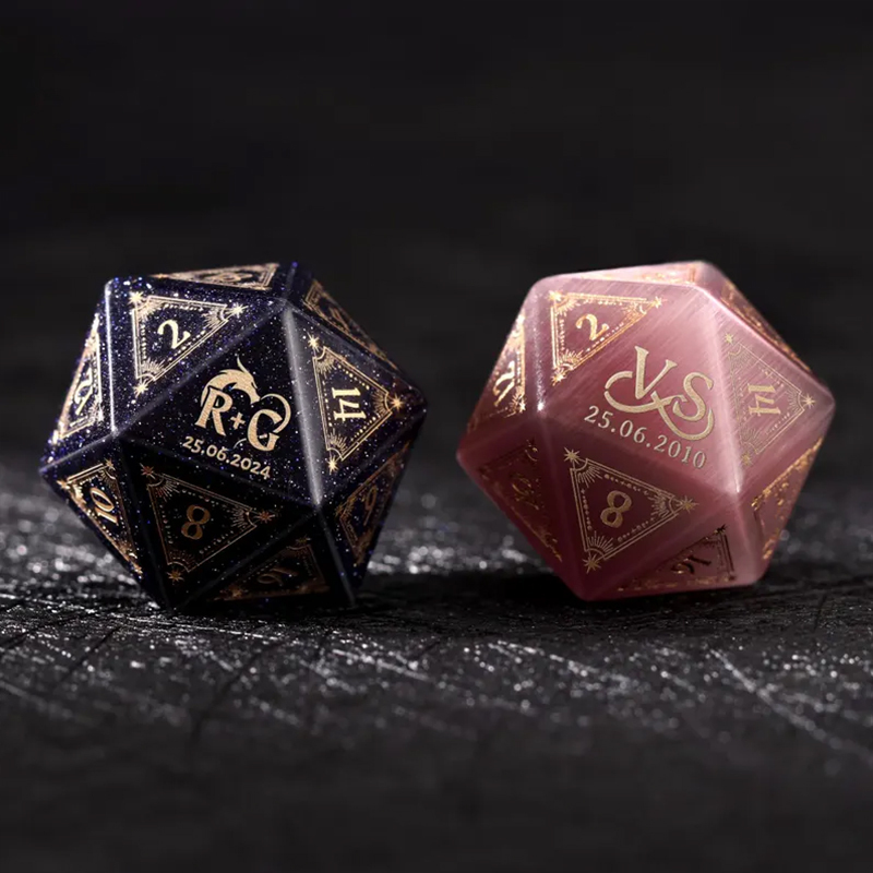 Custom Anniversary D20 Dice Personalized Engraved D&D Gift Marriage Dice Anniversary Gift for Her/Him