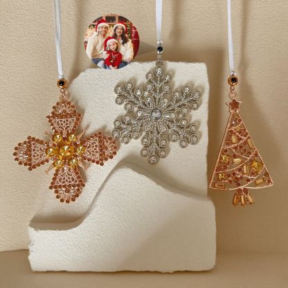 Custom Photo Ring Projection Pendant Retro  Christmas Tree Decoration for Christmas Gift