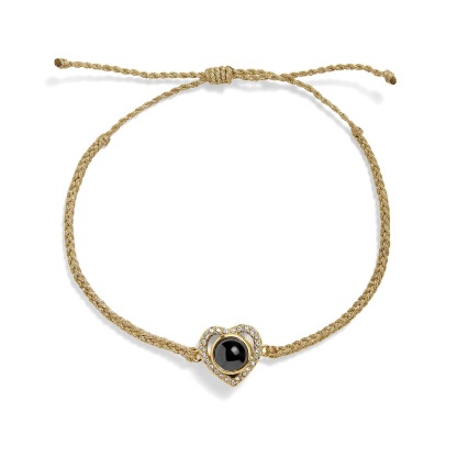 Custom Photo Braided Bracelet Heart-Shaped Projection Bracelet Commemorative Gift for Couples