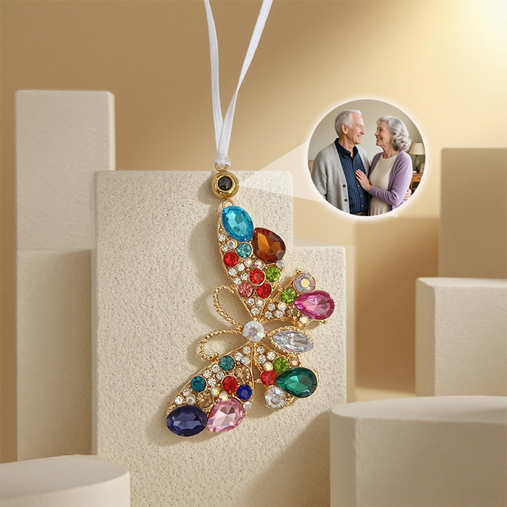 Customized Photo Projection Ornament Colorful Butterfly Projection Pendant Car Decoration Christmas Ornaments