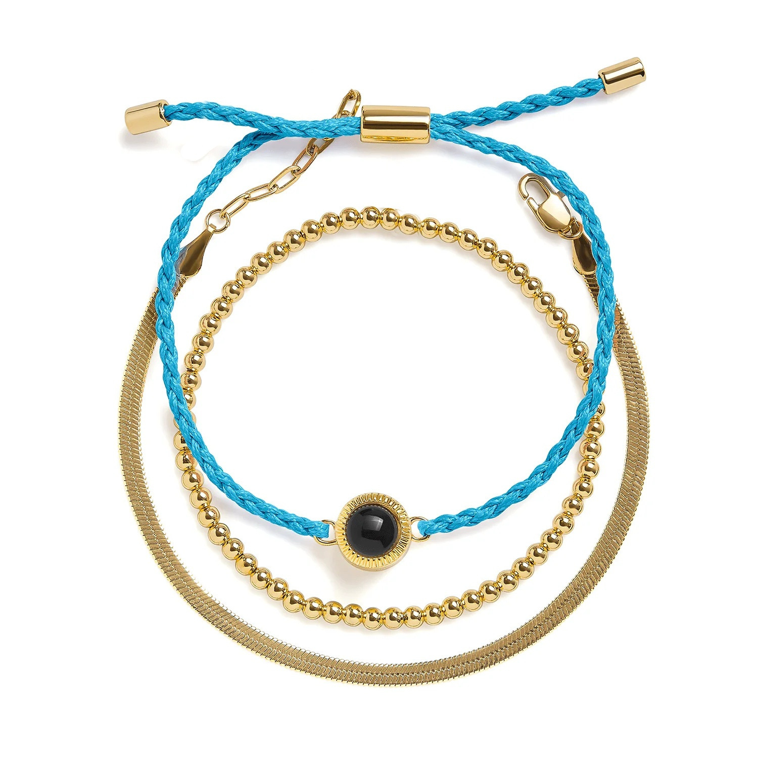 Customized Photo Projection Bracelet Multi-layer Stacking Beaded Braided Bracelet Commemorative Gift for Couples