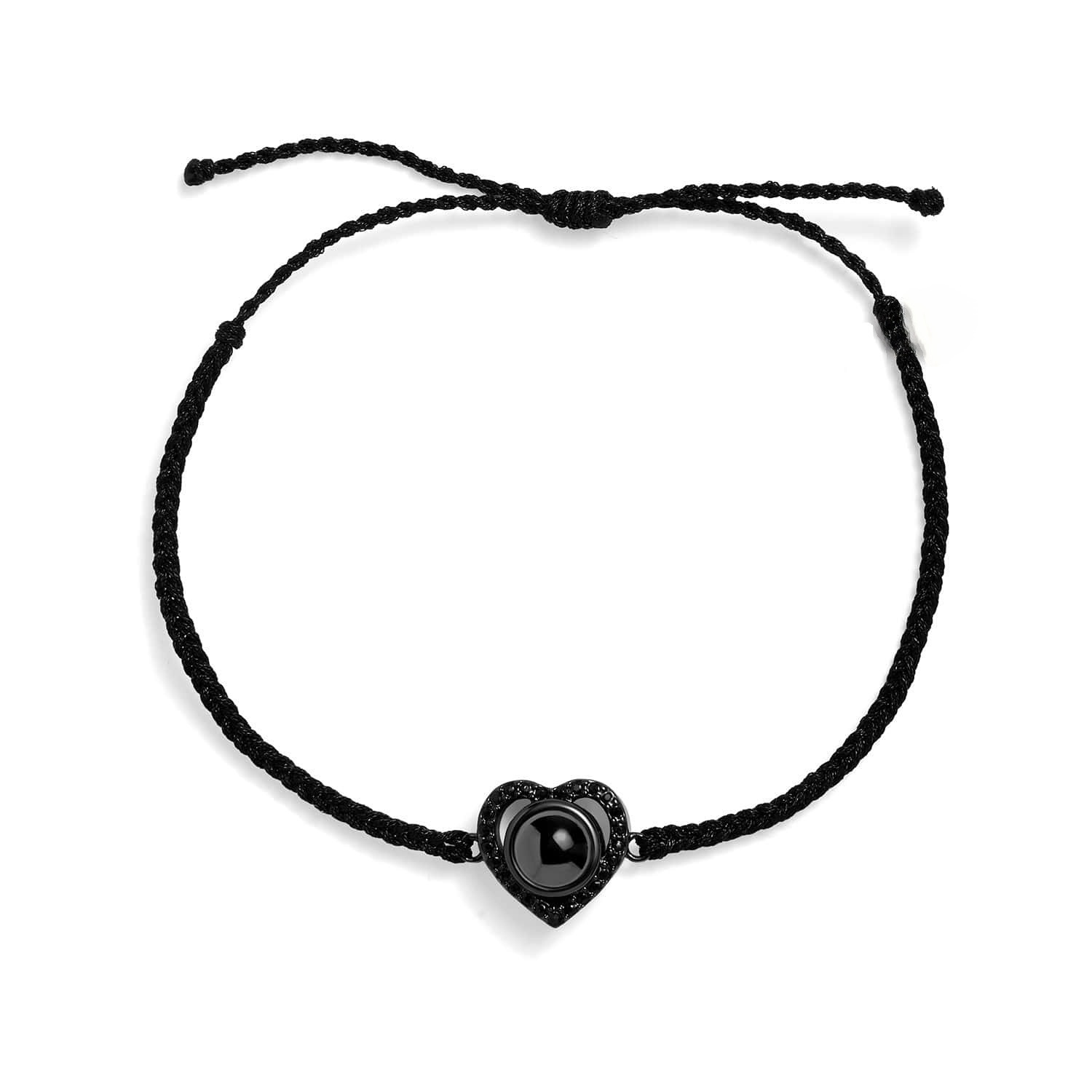 Custom Photo Braided Bracelet Heart-Shaped Projection Bracelet Commemorative Gift for Couples