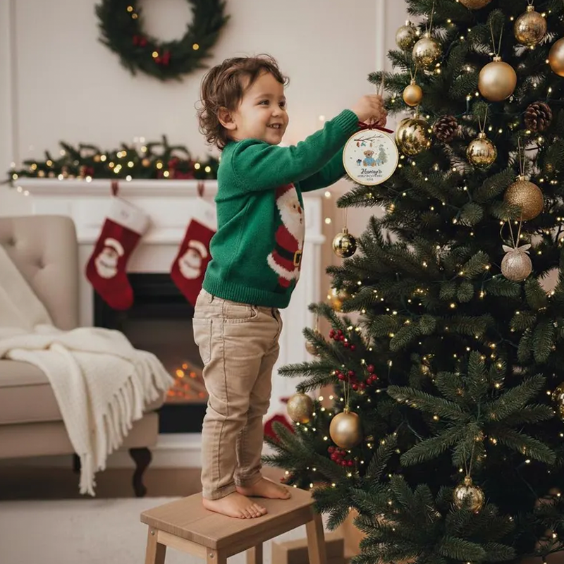 Personalized Embroidered Name Baby's First Christmas Ornament Custom Embroidery Hoop Baby 1st Christmas Baubles Keepsake New Baby Ornament