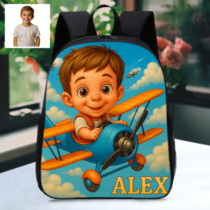 Custom Name and Photo Cartoon Backpack Profession Personalized School Bag Back to School Gift
