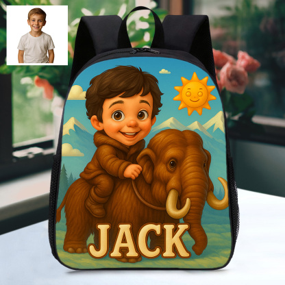 Custom Photo Cartoon Backpack with Child Name and Photo Personalized Kids School Bag Animal Gifts
