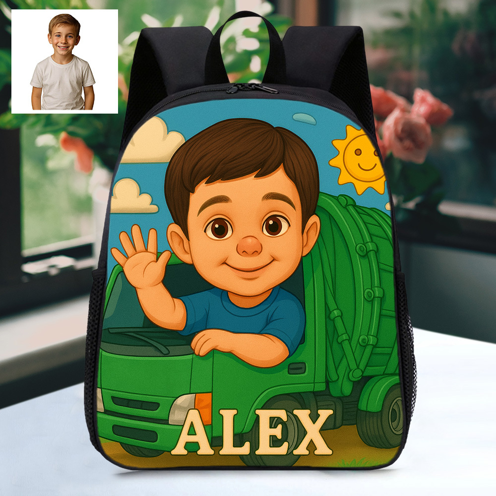 Custom Name and Photo Cartoon Backpack Profession Personalized School Bag Back to School Gift
