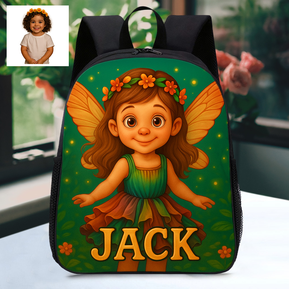 Custom Photo Portrait Kids Backpack with Name Personalized Cartoon Photo School Bag Back to School Gifts for Girls