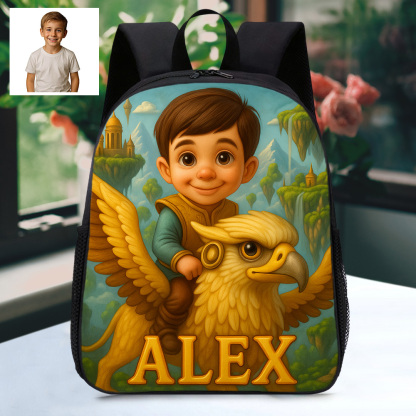 Custom Kids Backpack with Personalized Cartoon Image and Name Unique Space Adventure School Bag for Kids