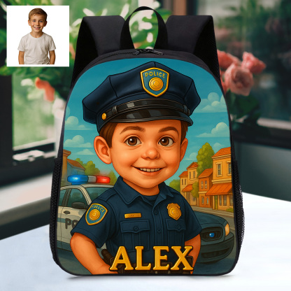 Custom Name and Photo Cartoon Backpack Profession Personalized School Bag Back to School Gift