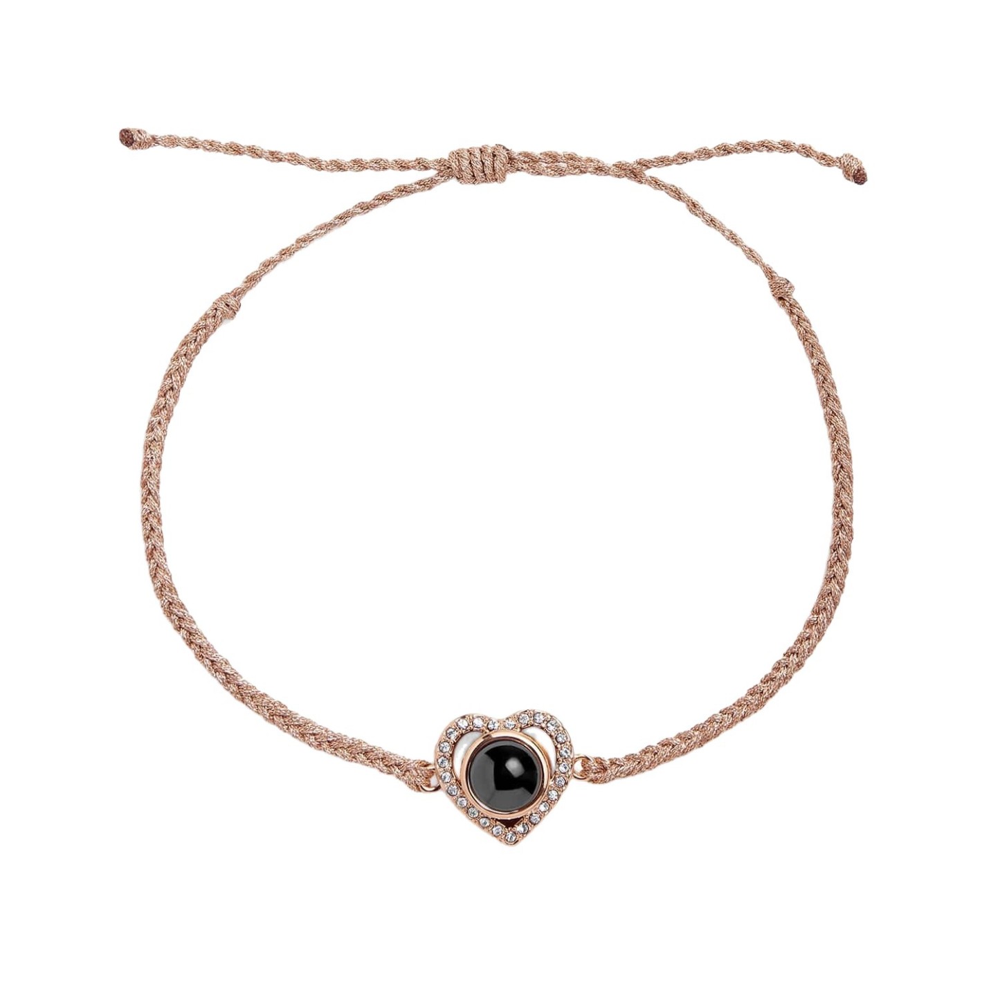 Custom Photo Braided Bracelet Heart-Shaped Projection Bracelet Commemorative Gift for Couples