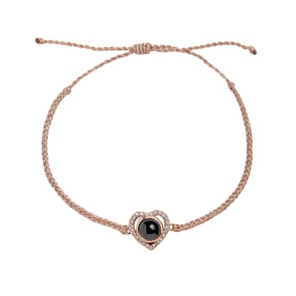 Custom Photo Braided Bracelet Heart-Shaped Projection Bracelet Commemorative Gift for Couples