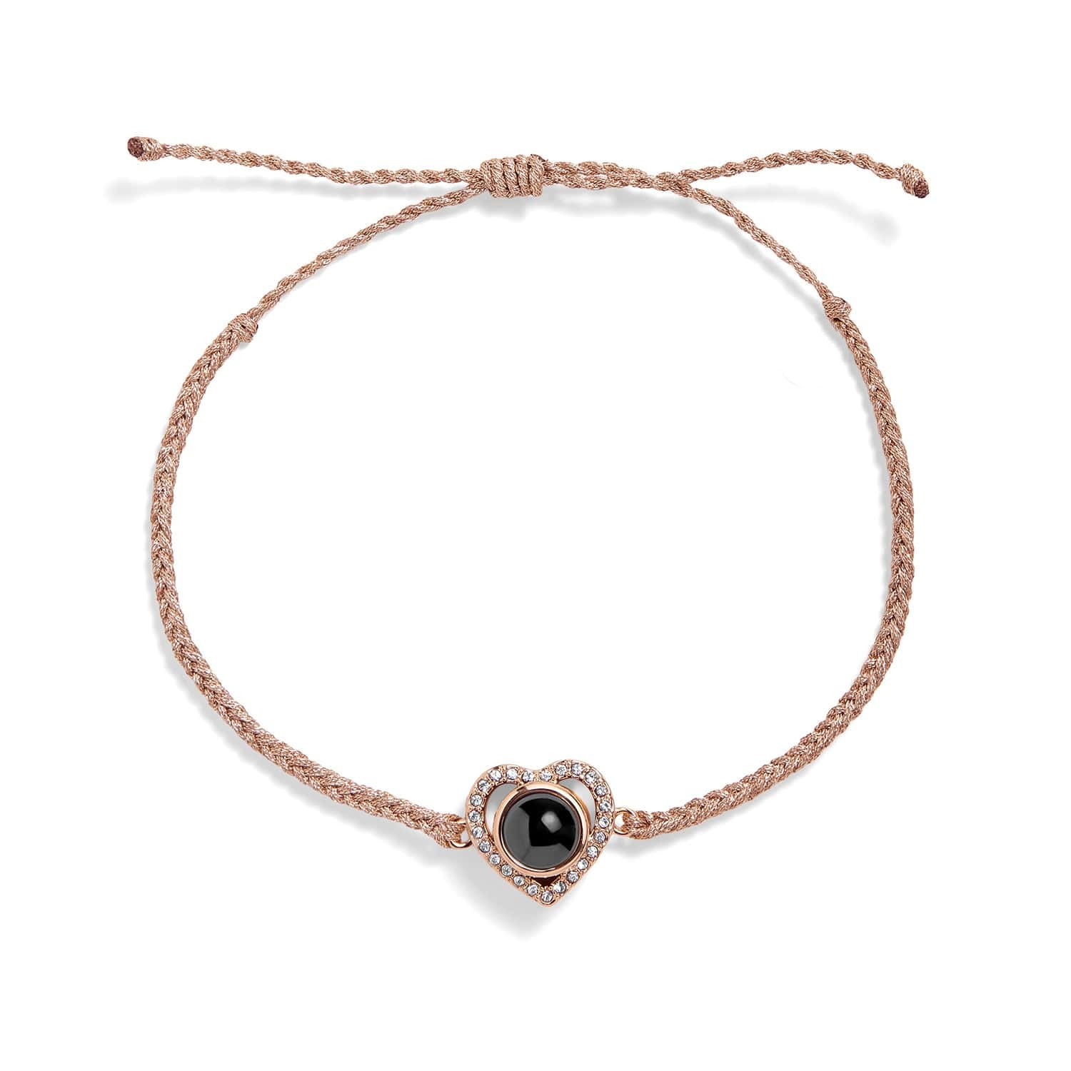 Custom Photo Braided Bracelet Heart-Shaped Projection Bracelet Commemorative Gift for Couples