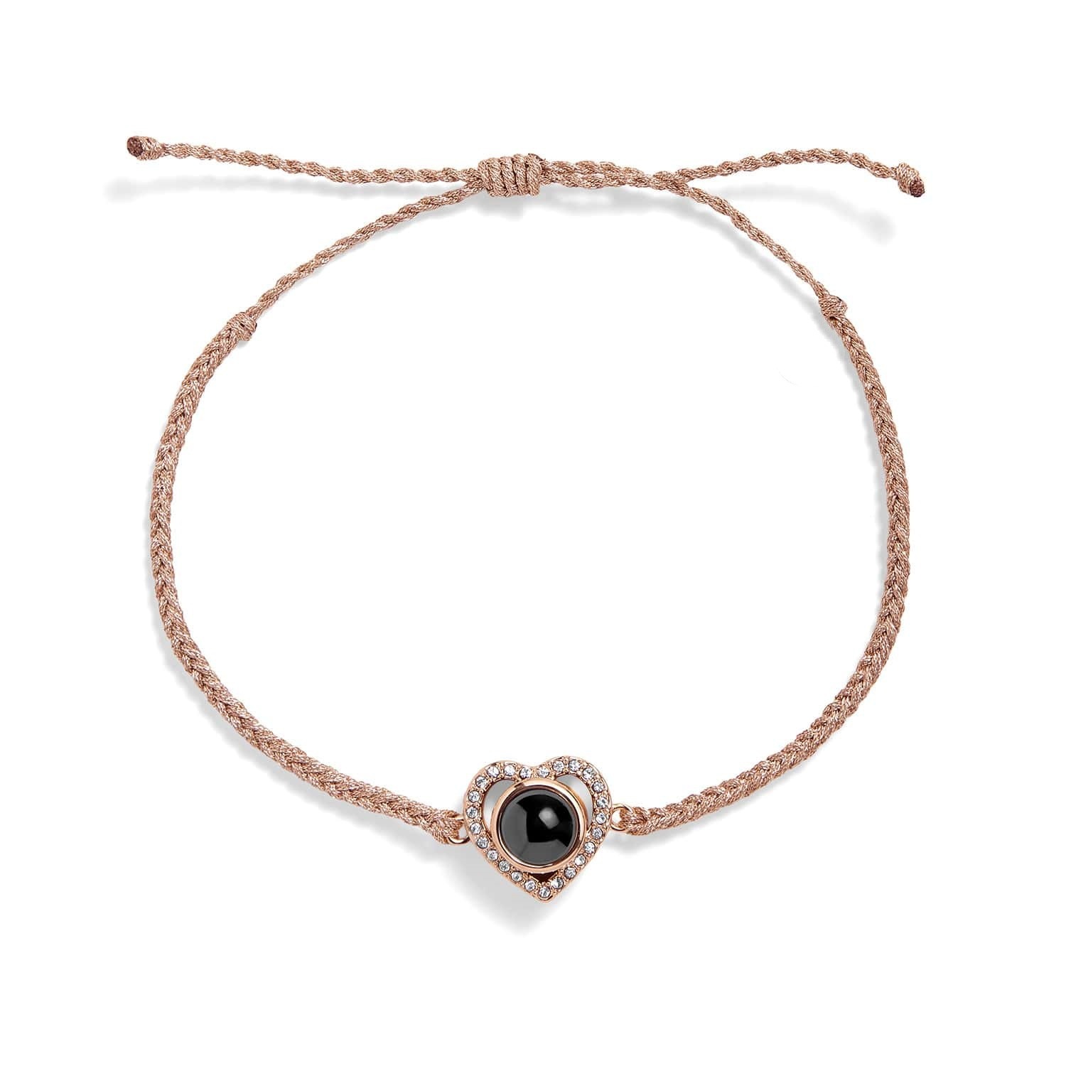 Custom Photo Braided Bracelet Heart-Shaped Projection Bracelet Commemorative Gift for Couples