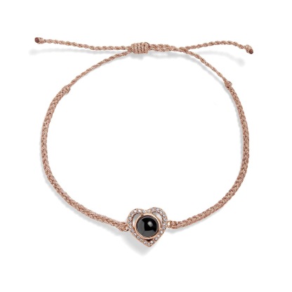 Custom Photo Braided Bracelet Heart-Shaped Projection Bracelet Commemorative Gift for Couples