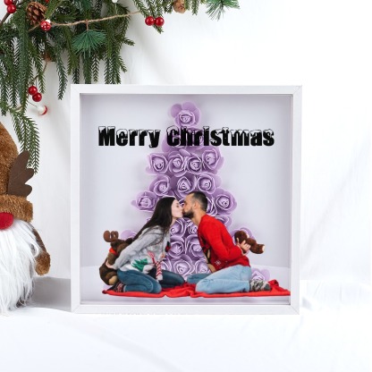 Christmas Tree Paper Rose Flower Shadow Box Frame Christmas Gift