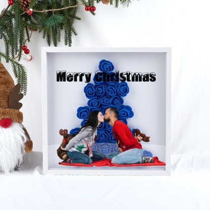 Christmas Tree Paper Rose Flower Shadow Box Frame Christmas Gift