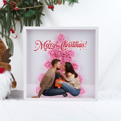 Christmas Tree Paper Rose Flower Shadow Box Frame Christmas Gift