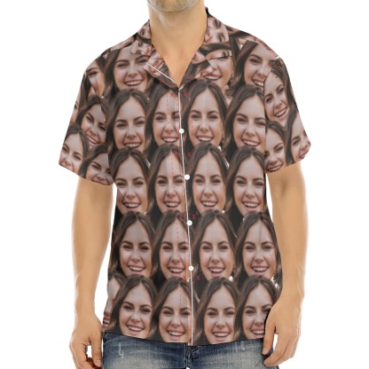 Custom Photo Girlfriend Face Hawaiian Shirts Couple Gifts