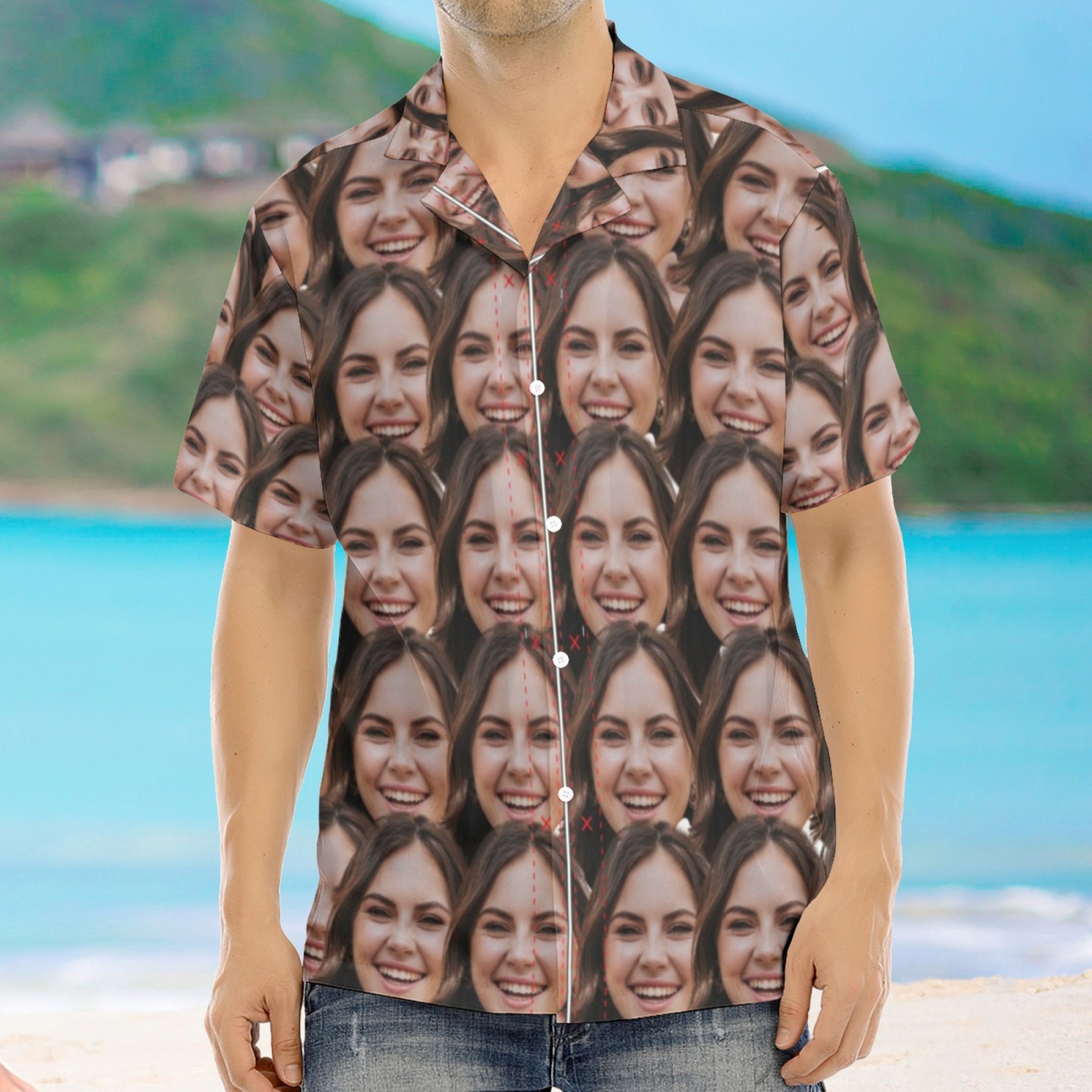 Custom Photo Girlfriend Face Hawaiian Shirts Couple Gifts