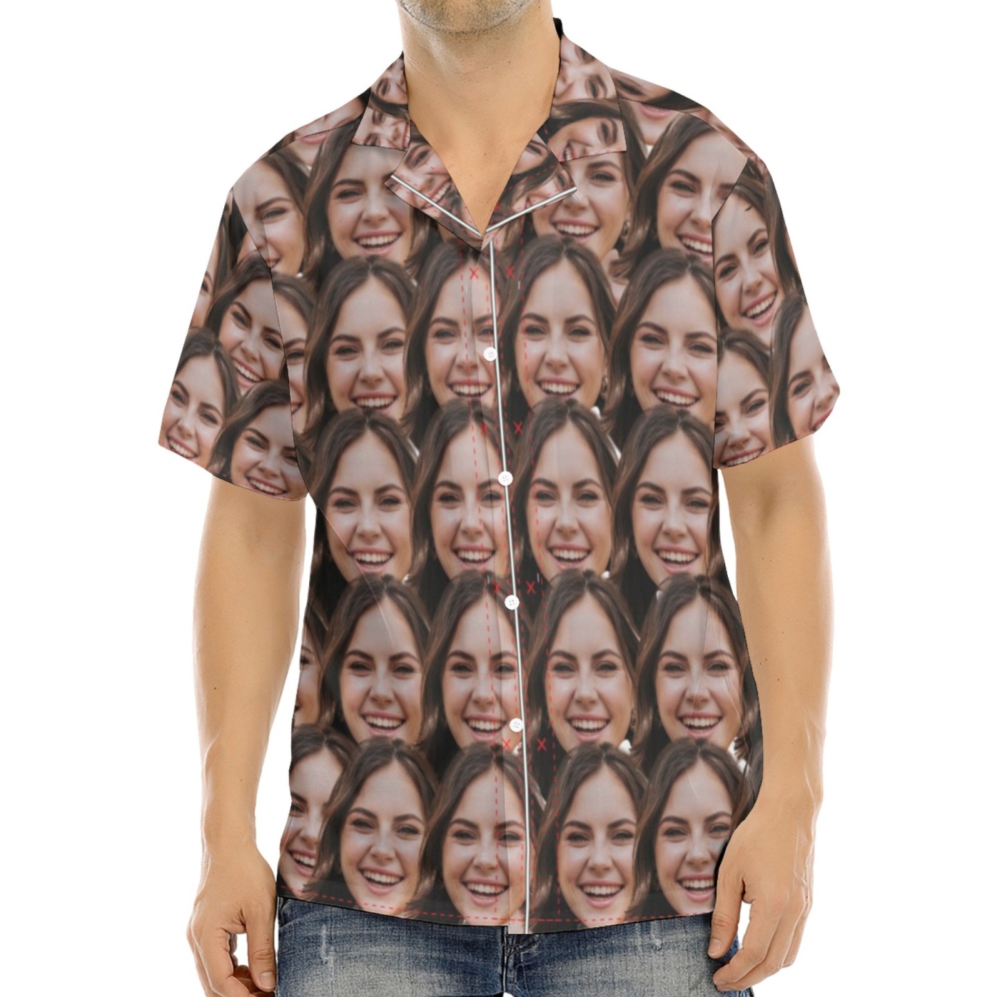 Custom Girlfriend Face Hawaiian Shirt Full Print Front and Back Personalized Couple Gift