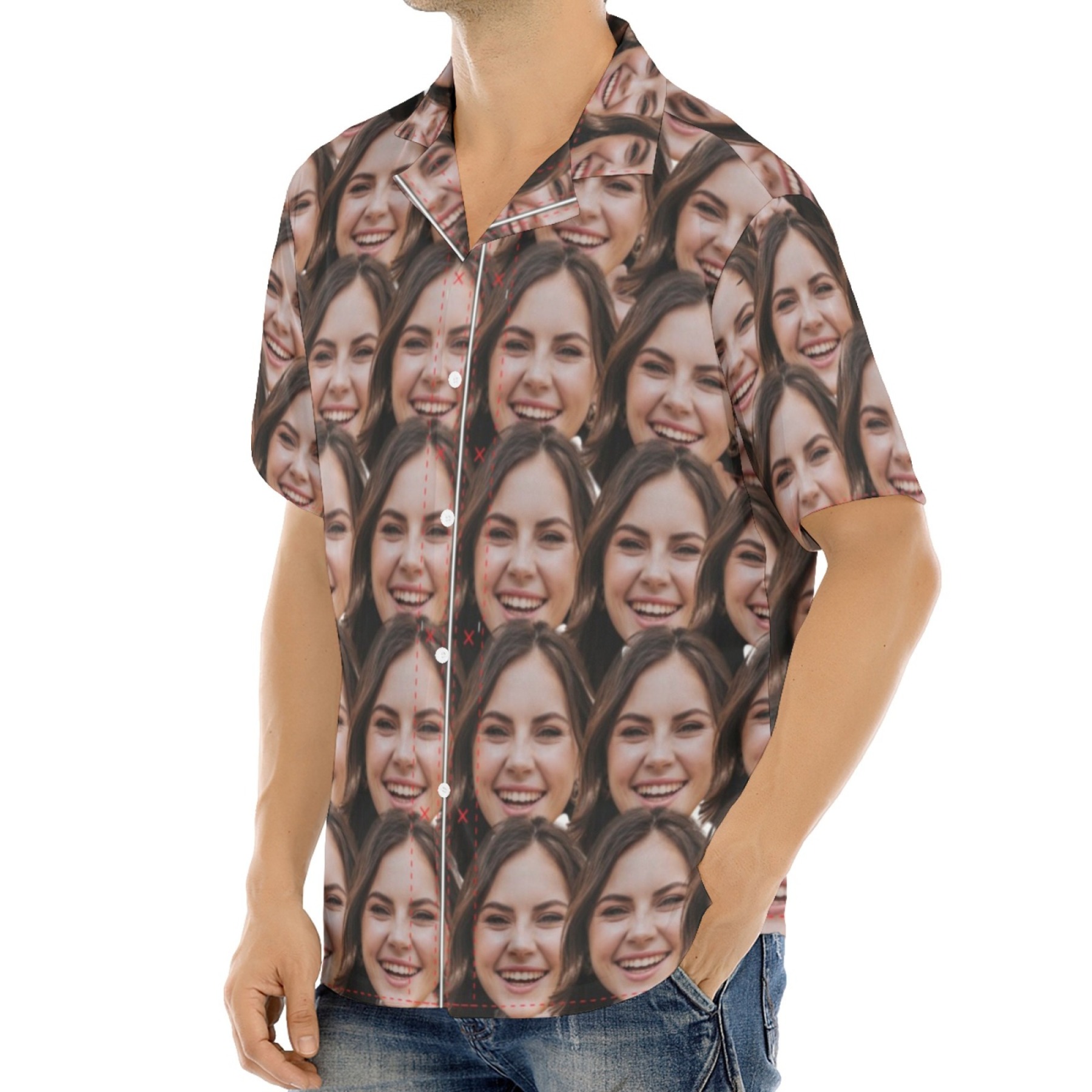 Custom Girlfriend Face Hawaiian Shirt Full Print Front and Back Personalized Couple Gift