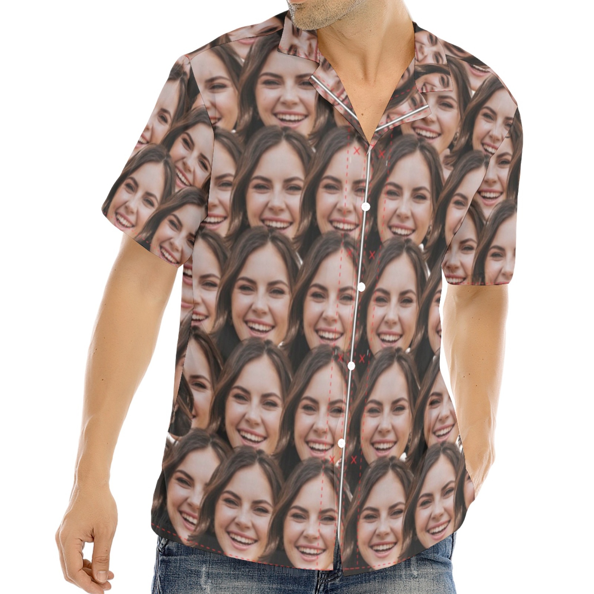 Custom Girlfriend Face Hawaiian Shirt Full Print Front and Back Personalized Couple Gift