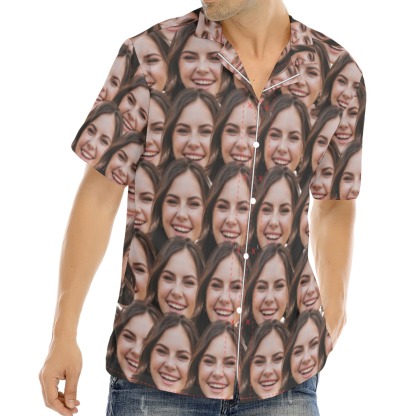 Custom Girlfriend Face Hawaiian Shirt Full Print Front and Back Personalized Couple Gift
