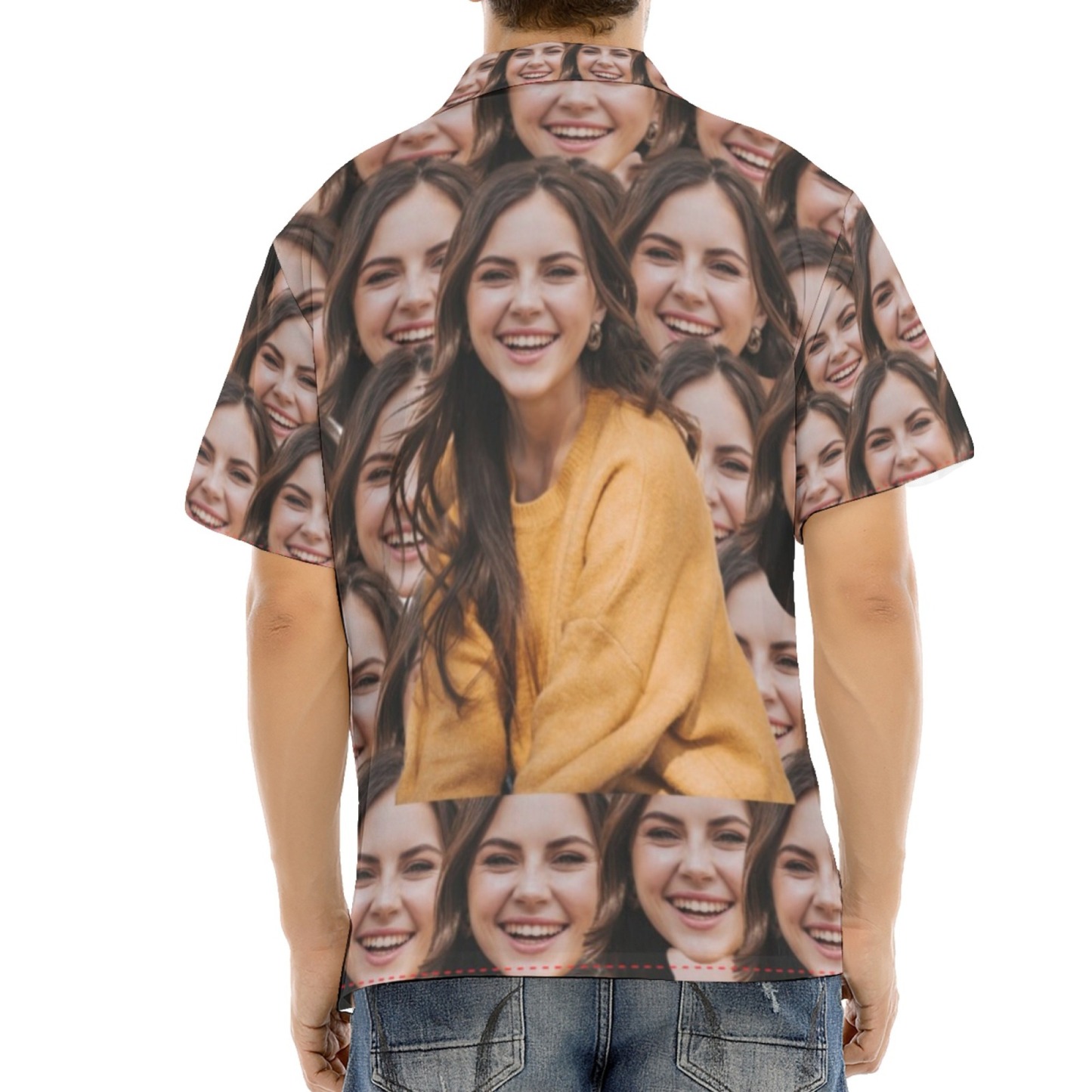 Custom Girlfriend Face Hawaiian Shirt Full Print Front and Back Personalized Couple Gift