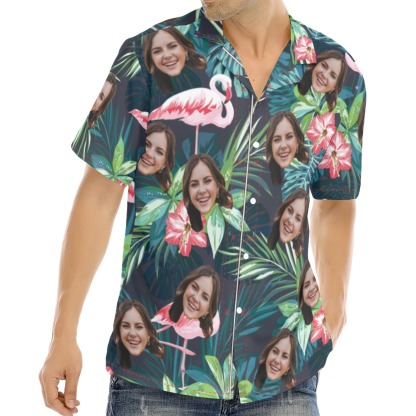 Custom Face Hawaiian Shirt with Flamingo Personalized Photo Face Aloha Shirt