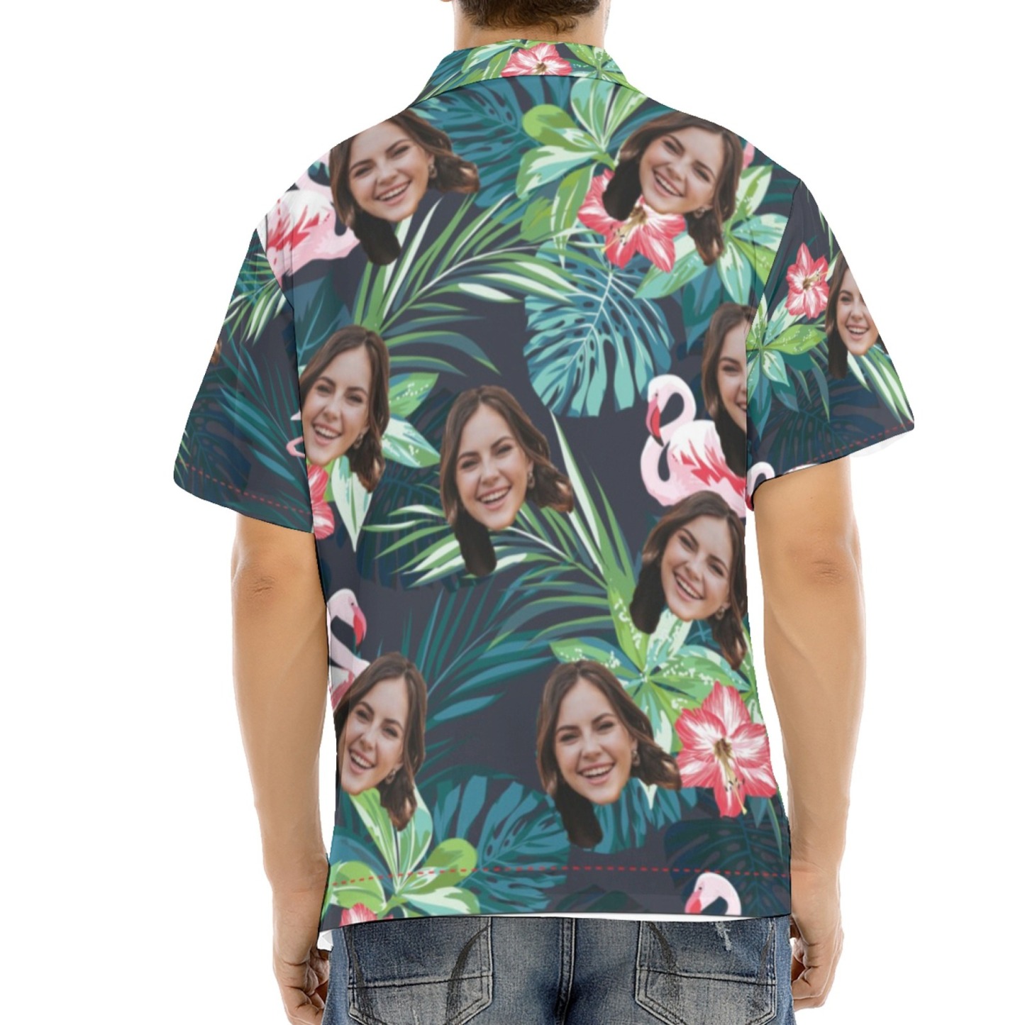 Custom Face Hawaiian Shirt with Flamingo Personalized Photo Face Aloha Shirt