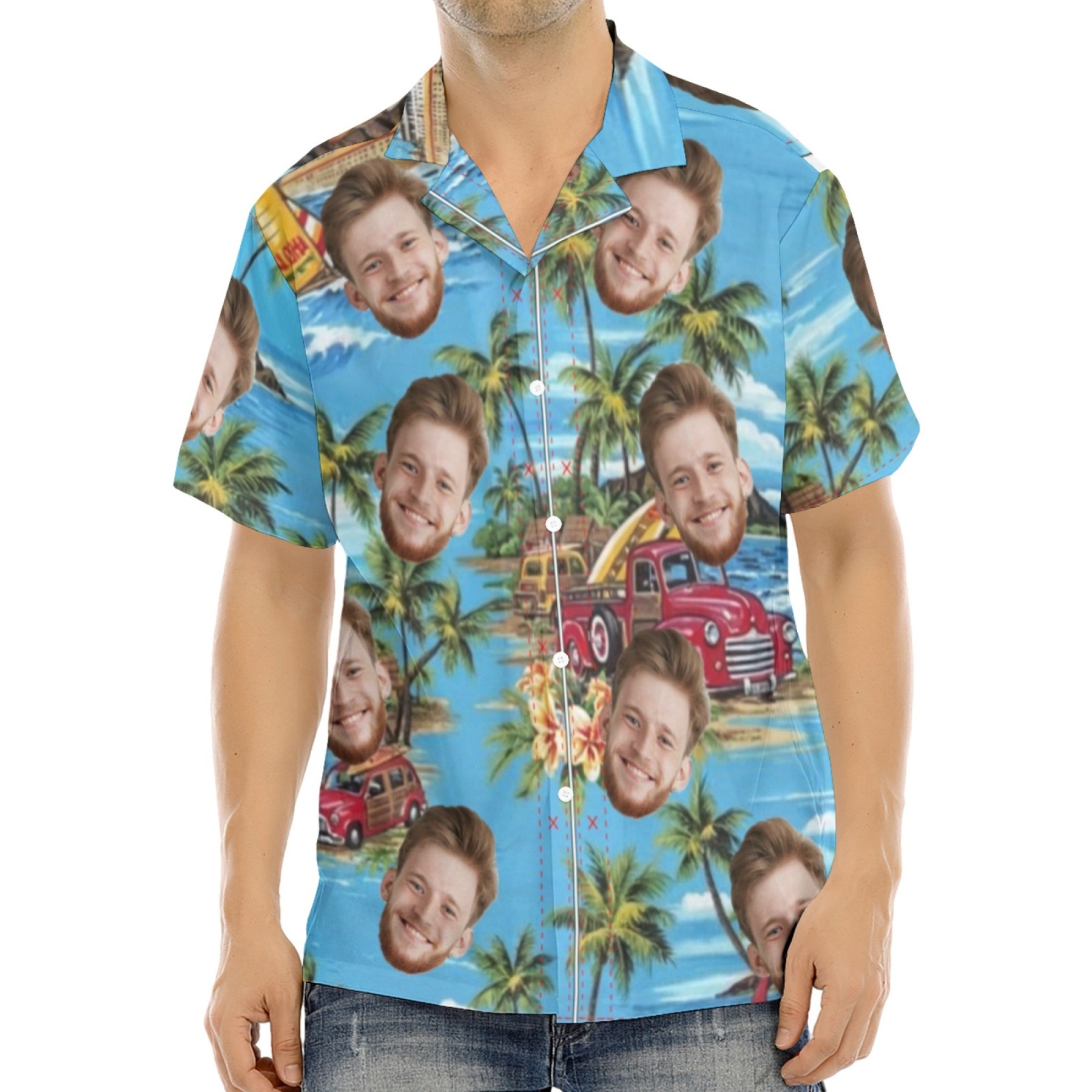 Custom Photo Face Hawaiian Shirt Beach Sunshine Vacation Style Gift for Boyfriend