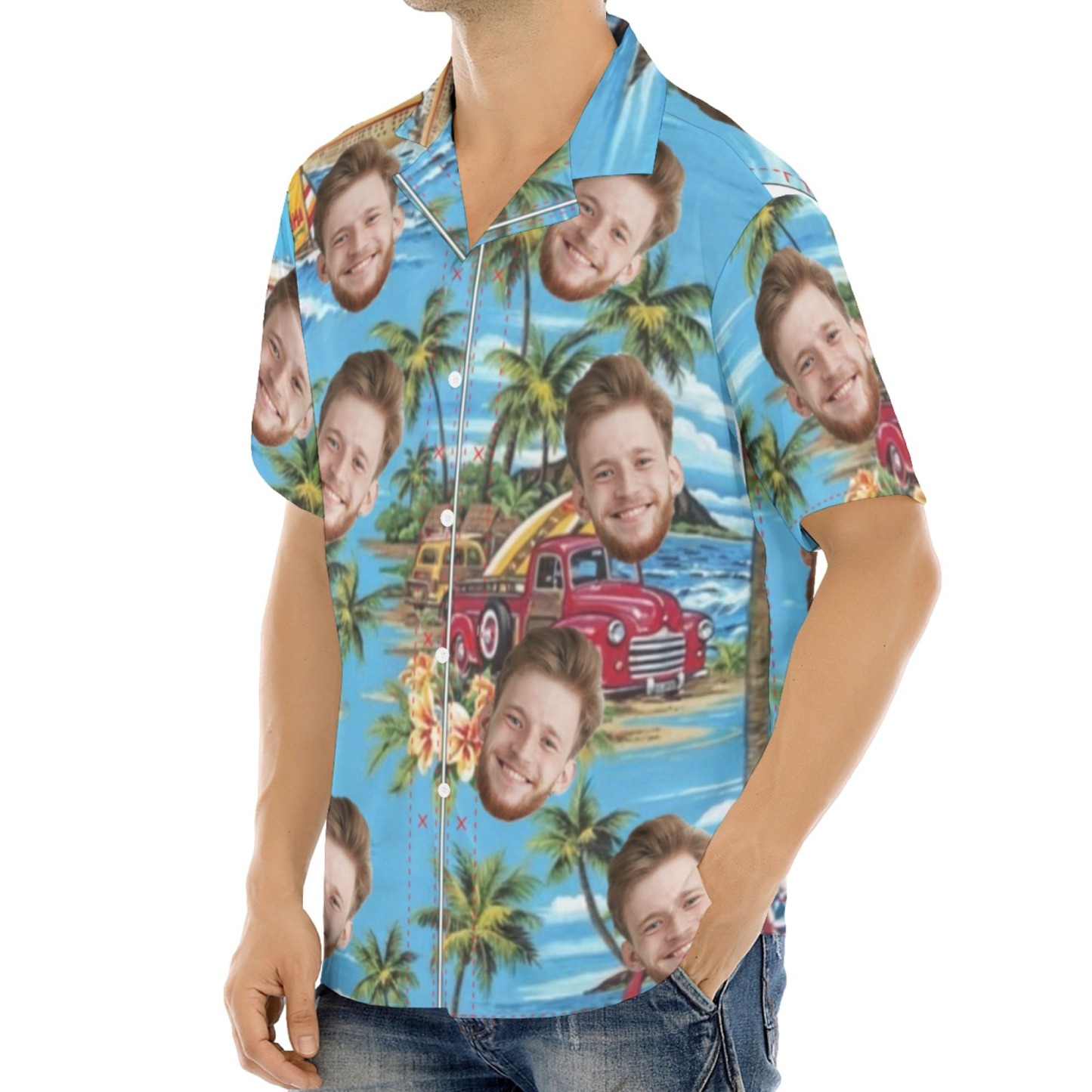 Custom Photo Face Hawaiian Shirt Beach Sunshine Vacation Style Gift for Boyfriend