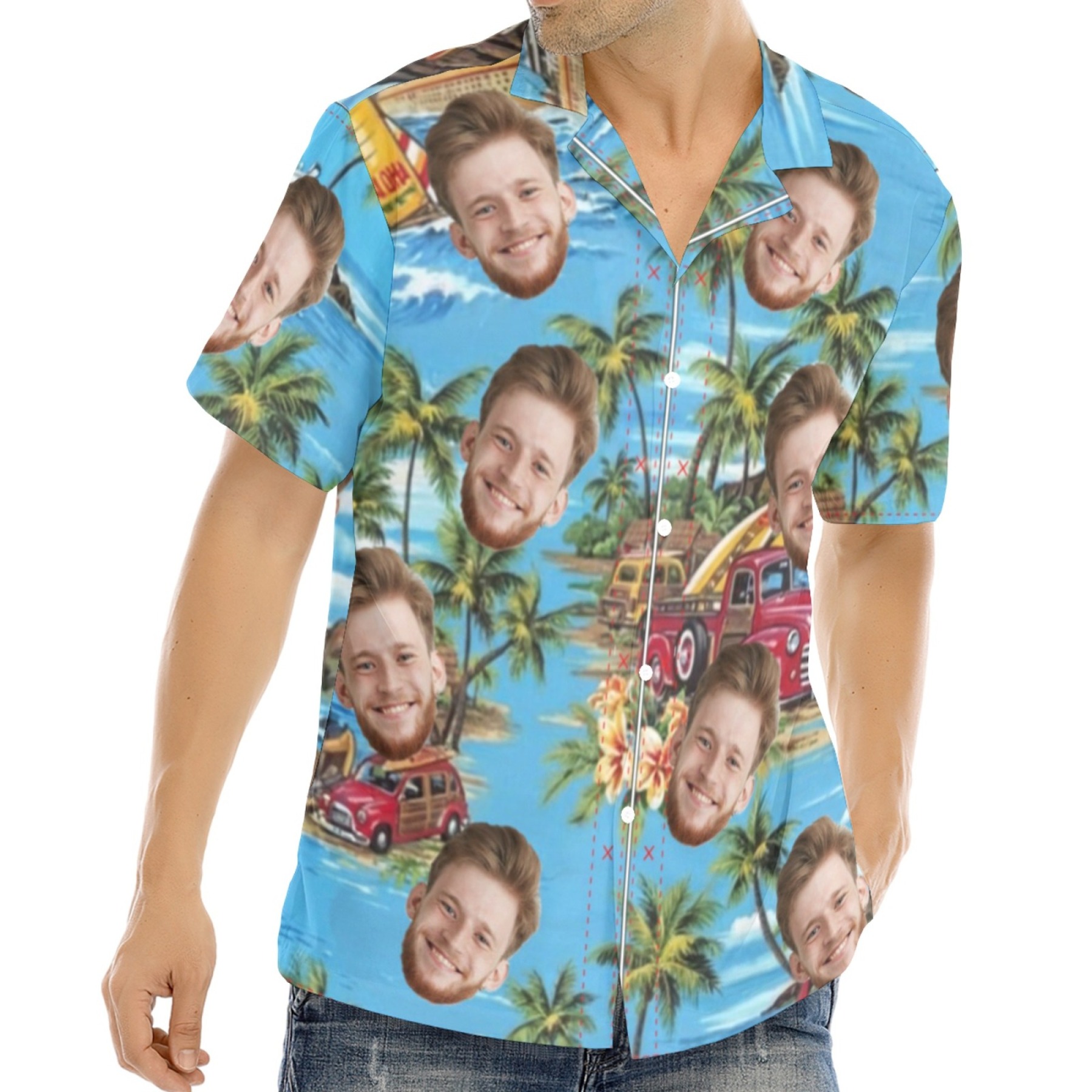Custom Photo Face Hawaiian Shirt Beach Sunshine Vacation Style Gift for Boyfriend