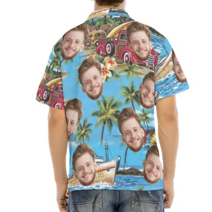 Custom Photo Face Hawaiian Shirt Beach Sunshine Vacation Style Gift for Boyfriend