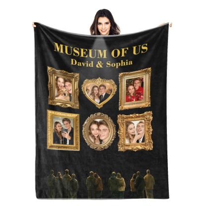 Custom Museum of Us Blanket with Collage Photos Blanket Personalized Throw Blanket Anniversary Gift for Couple