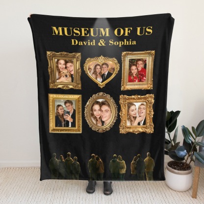 Custom Museum of Us Blanket with Collage Photos Blanket Personalized Throw Blanket Anniversary Gift for Couple