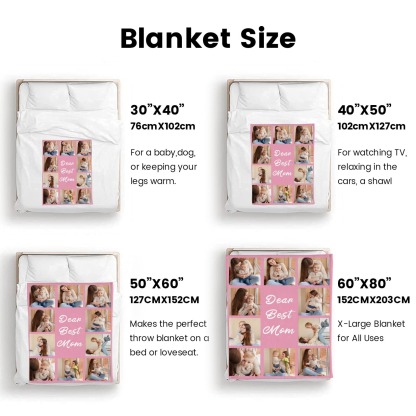 Custom Blanket with Collage Photos Blanket Mother's Day Gifts Personalized Throw Blanket with Photos