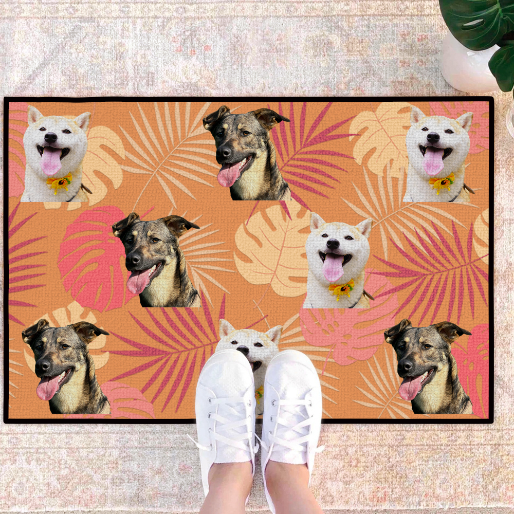 Personalized Welcome Mat for Dog Lovers Custom Pet Doormat with Photo Front Door Mat