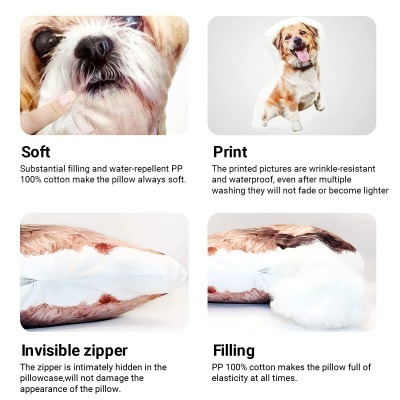 Custom 3D Pet Photo Pillow Personalized Picture Double Sided Printing Pet and Loved Ones Pillow Christmas Gifts