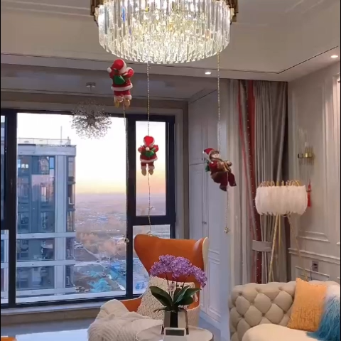 Electric Climbing Santa Claus Decoration Climbing Rope Ladder Parachute Musical Christmas Tree Hanging Ornaments Toys Xmas Gift