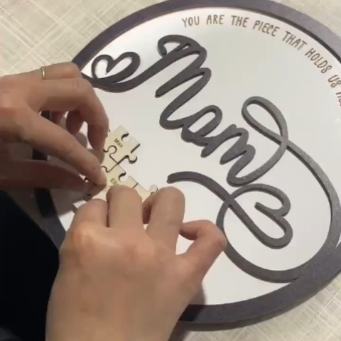 Personalized Name Wooden Puzzle Round Frame Custom Sign Mom You Are the Piece That Holds Us Together Gifts for Mom