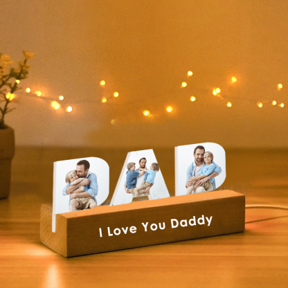 Personalized Photo Collage Night Light Custom Text Photo Led Lamp Fathers Day Gifts for Grandpa